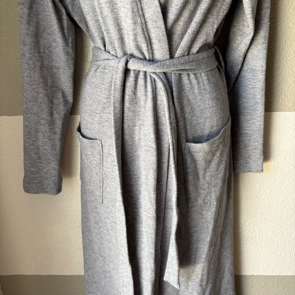78 & Sunny Women’s Small Shoreline Hacci Robe Grey Super Soft Pockets Tie Belt - Picture 2 of 8
